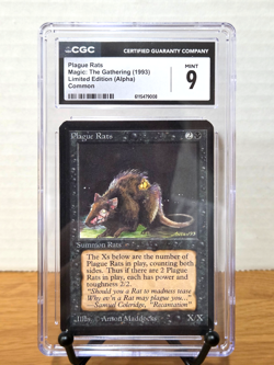 1993 Magic: The Gathering Limited Edition (Alpha) Common Plague Rats CGC Mint 9 - Image 1