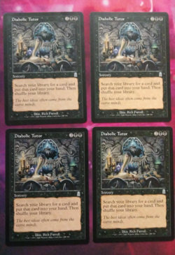 Diabolic Tutor Odyssey x4 Playset. LP, but one has slightest hint of bend. MTG - Image 1