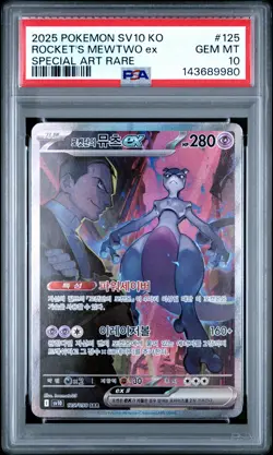 2025 POKEMON KOREAN SV10-GLORY OF TEAM ROCKET TEAM ROCKET'S MEWTWO EX PSA 10 - Image 1