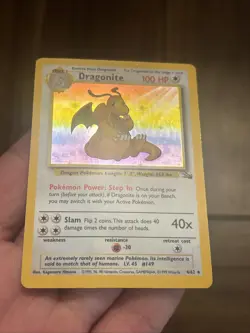 Pokemon Dragonite Holo Rare Fossil Unlimited 4/62 Vintage Old School Foil Card - Image 2