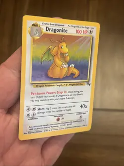Pokemon Dragonite Holo Rare Fossil Unlimited 4/62 Vintage Old School Foil Card - Image 3