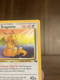 Pokemon Dragonite Holo Rare Fossil Unlimited 4/62 Vintage Old School Foil Card - Image 5