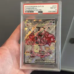 2024 POKEMON SVP EN-SV BLACK STAR PROMO PALDEAN FATES TIN CHARIZARD EX PSA 8 074 - Image 1