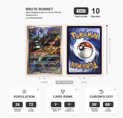 2023 Pokemon Brute Bonnet TAG GEM MINT 10 207/182 BEST GRADED TOP POP SEE DIG!! - Image 3