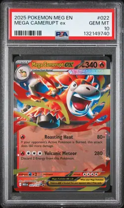 2025 POKEMON MEG EN-MEGA EVOLUTION #022 MEGA CAMERUPT EX PSA 10 - Image 1