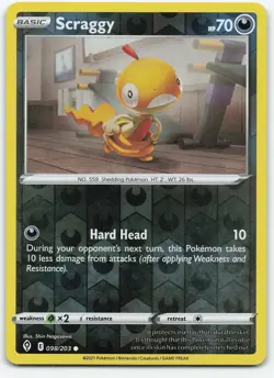 Scraggy 098/203 Common Reverse Holo SWSH07: Evolving Skies NM Pokemon - Image 1