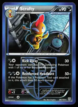 Scrafty 86/135 Regular Rare Plasma Storm Pokemon Card - Image 1