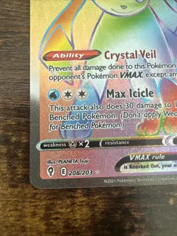 2021 Pokemon SWSH Evolving Skies Glaceon VMAX #208/203 - Image 3