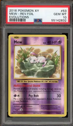 Pokemon Mew XY Evolutions Reverse Holo Rare #53 PSA 10 Gem Mint - Image 1