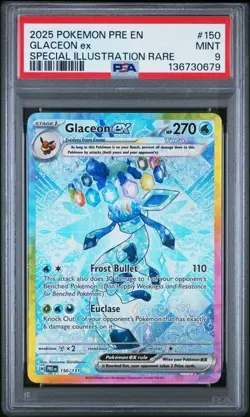 2025 POKEMON PRISMATIC EVOLUTIONS SPECIAL ILLUSTRATION RARE GLACEON EX PSA 9 - Image 1