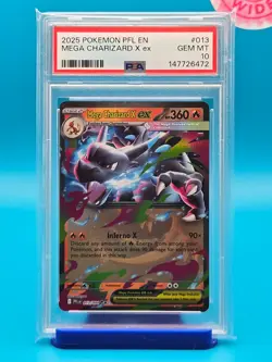 PSA 10 - 2025 POKEMON PFL EN-PHANTASMAL FLAMES 013 MEGA CHARIZARD X EX - Image 1