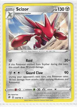 Scizor 128/192 Rare Rebel Clash Pokemon Near Mint - Image 1