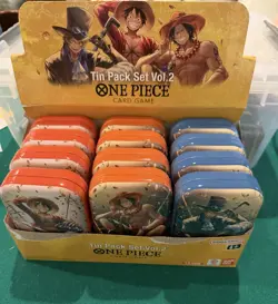 One Piece TCG Tin Pack Set Vol. 2 Set Lot Of 12 TS-02 with Display English NEW - Image 1