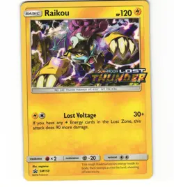 Pokemon Raikou SM150 (Prerelease) Promo Lost Thunder SM Promo HP Card - Image 1