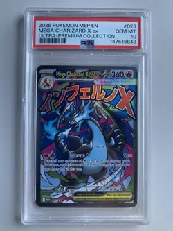 2025 Pokemon MEP EN Mega Charizard X EX Ultra Premium Collection #23 PSA 10 - Image 1