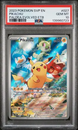 2023 POKEMON SVP EN-SV BLACK STAR PROMO #027 PIKACHU PSA 10 - Image 1