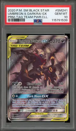 Pokemon Umbreon & Darkrai GX Tag Team Powers Coll. Full Art Promo SM241 PSA 10 - Image 1