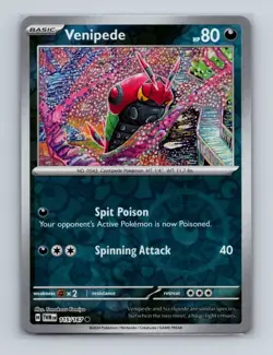 Venipede 115 Pokemon Twilight Masquerade Tomokazu Komiya Reverse Holo Card NM+ a - Image 1
