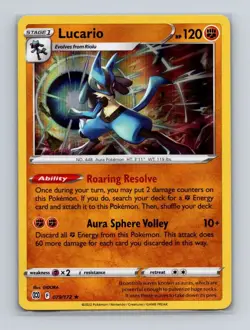 Lucario 079 2022 Pokemon Brilliant Stars Holo Rare Card NM+ - Image 1