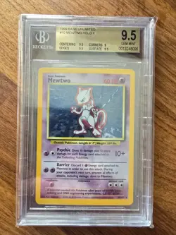 1999 Pokemon Base Set Unlimited Mewtwo Holo Rare BGS 9.5 - Image 1