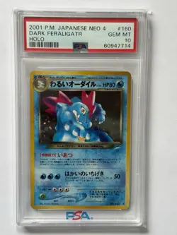 2001 Pokemon Japanese Neo 4 Dark Feraligatr Holo Rare #160 PSA 10 - Image 1
