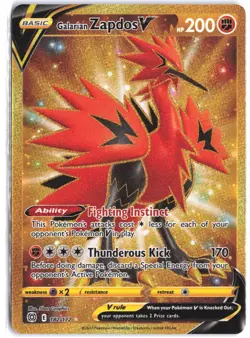 Galarian Zapdos V 182/172 Secret Rare Brilliant Stars Pokemon - Image 1