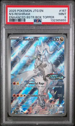 2025 POKEMON JTG EN-JOURNEY TOGETHER #167 N'S RESHIRAM PSA 9 - Image 1
