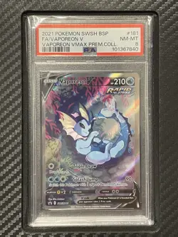 2021 PSA 8 Vaporeon V #181 Full Art Promo Premium Collection Pokemon TCG SWSH - Image 1