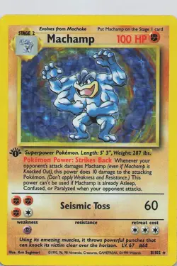 Pokemon TCG Machamp Holo 1st Edition 8/102 1999 - Image 1