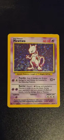 Mewtwo 10/102 Holo Rare Base Set Unlimited Pokemon HP - Image 1