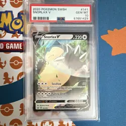 2020 Pokemon TCG Sword & Shield Snorlax V 141/202 Full Art Holo PSA 10 - Image 1