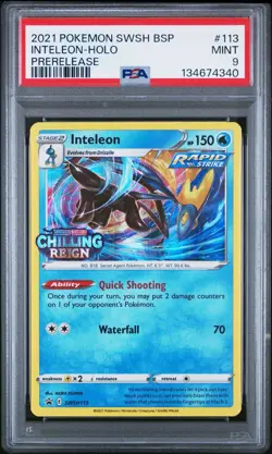 (PSA 9) Pokemon: Chilling Reign – Inteleon #SWSH113 [Prerelease Promo] - Image 1