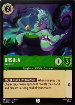 90/204 URSULA DECEIVER EN9 UNCOMMON DISNEY LORCANA CARD - Image 1