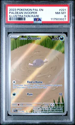 2023 POKEMON PAL EN-PALDEA EVOLVED ILLUSTRATION RARE #221 PALDEAN WOOPER PSA 8 - Image 1