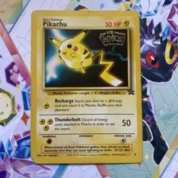 Pikachu WB Movie Promo Pokemon Card 1999 WOTC Black Star Promo HP/MP - Image 1