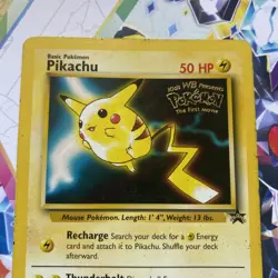 Pikachu WB Movie Promo Pokemon Card 1999 WOTC Black Star Promo HP/MP - Image 3