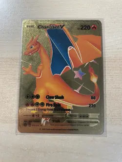 Fan Art - Charizard V Gold Foil Textured Collector Pokemon Card 079/073 HP220 - Image 1