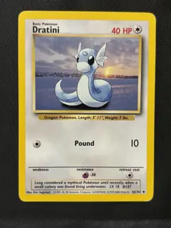 Dratini 26/102 Uncommon Base Set 4th Print 1999-2000 UK MP Pokemon Card - Image 1