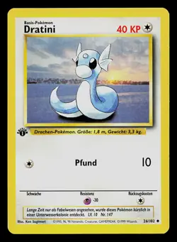 Pokemon Card - Dratini German 1st Edition Base Set 26/102 Uncommon - Image 1