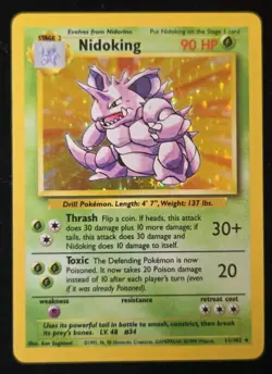 Nidoking Pokemon Holo Rare Base Set 011/102 - MP - Image 1