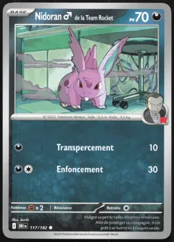 Carte Pokemon Nidoran de la Team Rocket 117/182 Rivalites Destinees Francais - Image 1