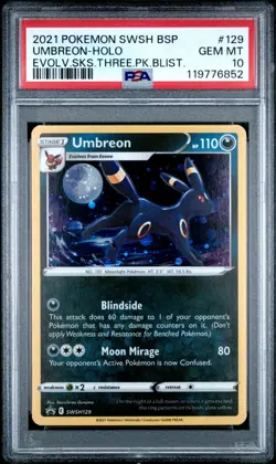 2021 POKEMON SWSH BLACK STAR PROMO #129 UMBREON-HOLO PSA 10 - Image 3