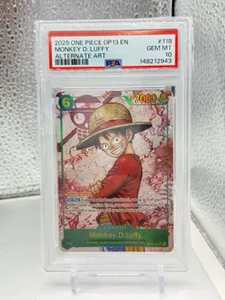 2025 ONE PIECE MONKEY D LUFFY OP13-118 CARRYING ON HIS WILL SEC ALT ART PSA 10 - Image 1