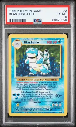 Pokemon TCG Blastoise Holo Unlimited Rare Card Base Set 2/102 PSA 6 - Image 1