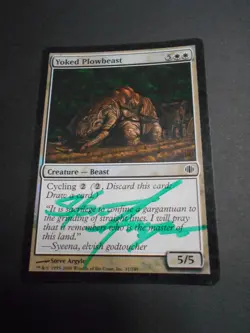 MTG Steve Argyle signed Foil Shards of Alara Yoked Plowbeast - Image 1