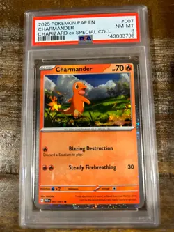 POKEMON 2025 Paldean Fates Charizard Special Coll. CHARMANDER #007 PSA 8 RARE 2 - Image 1