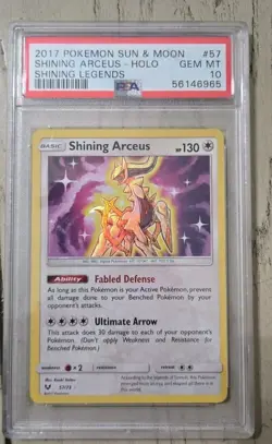 2017 POKEMON SUN & MOON SHINING LEGENDS #57 SHINING ARCEUS-HOLO PSA 10 - Image 1