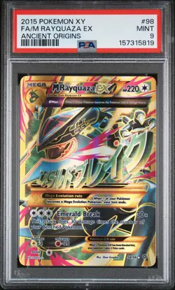 2015 POKEMON XY ANCIENT ORIGINS #98 FULL ART/M RAYQUAZA EX PSA 9 - Image 1