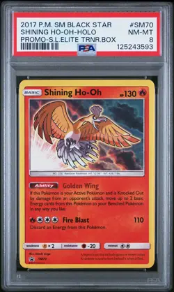 2017 POKEMON SM BLACK STAR PROMO #SM70 SHINING HO-OH-HOLO PSA 8 - Image 1