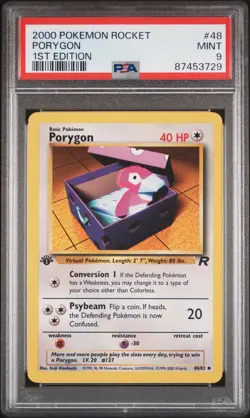 2000 Pokemon Team Rocket Porygon 1st Edition #48 PSA 9 MINT - Image 1